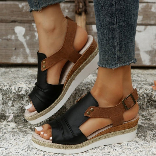 Damen Komfortable Plateau-Sandalen mit Riemen EB