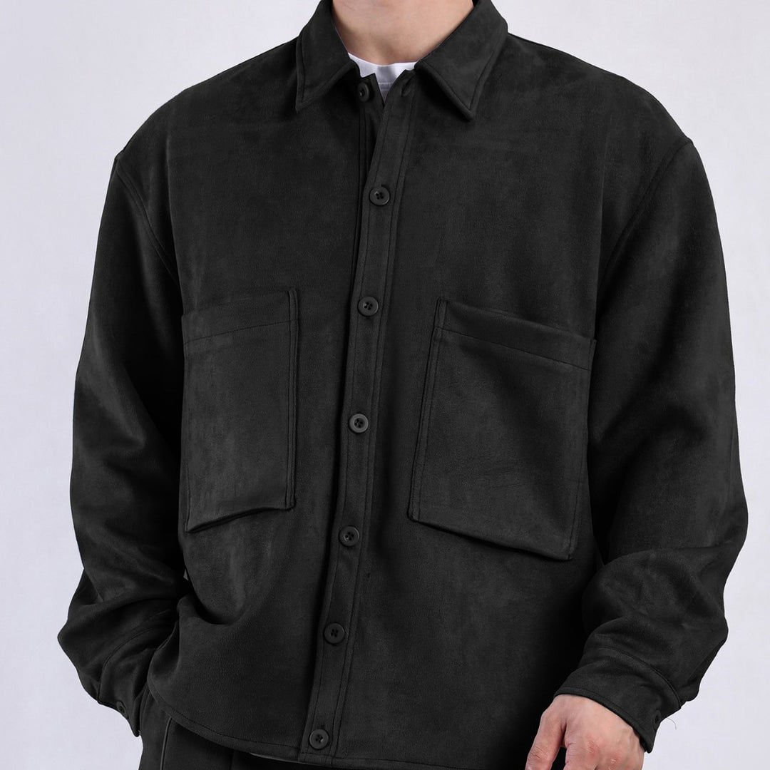 Damen lässige Overlay-Jacke mit praktischen Taschen und modernem Kragen EB