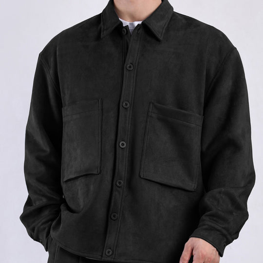 Damen lässige Overlay-Jacke mit praktischen Taschen und modernem Kragen EB