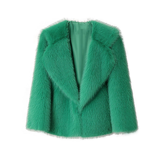 Damen Elegante Kunstpelz-Jacke mit weichem Kragen und modischem Schnitt EB