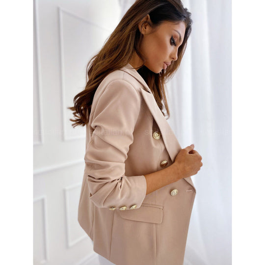 Damen eleganter Blazer-Anzug mit goldenen Knopfdetails EB