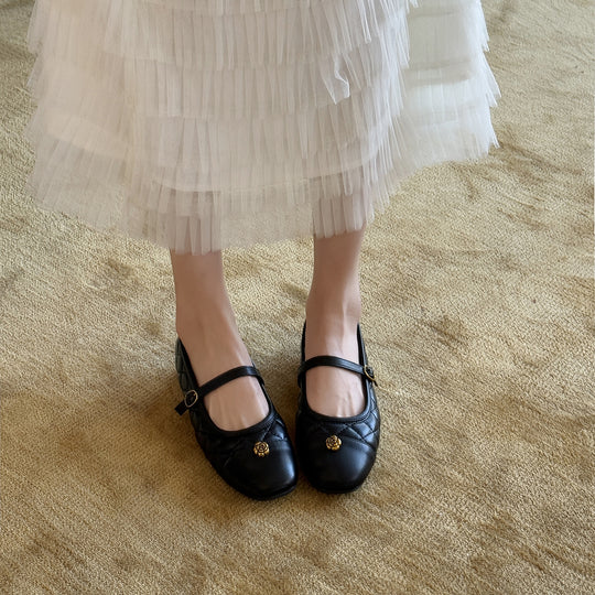Damen Ballerinas im klassischen Design mit dekorativem Riemen EB