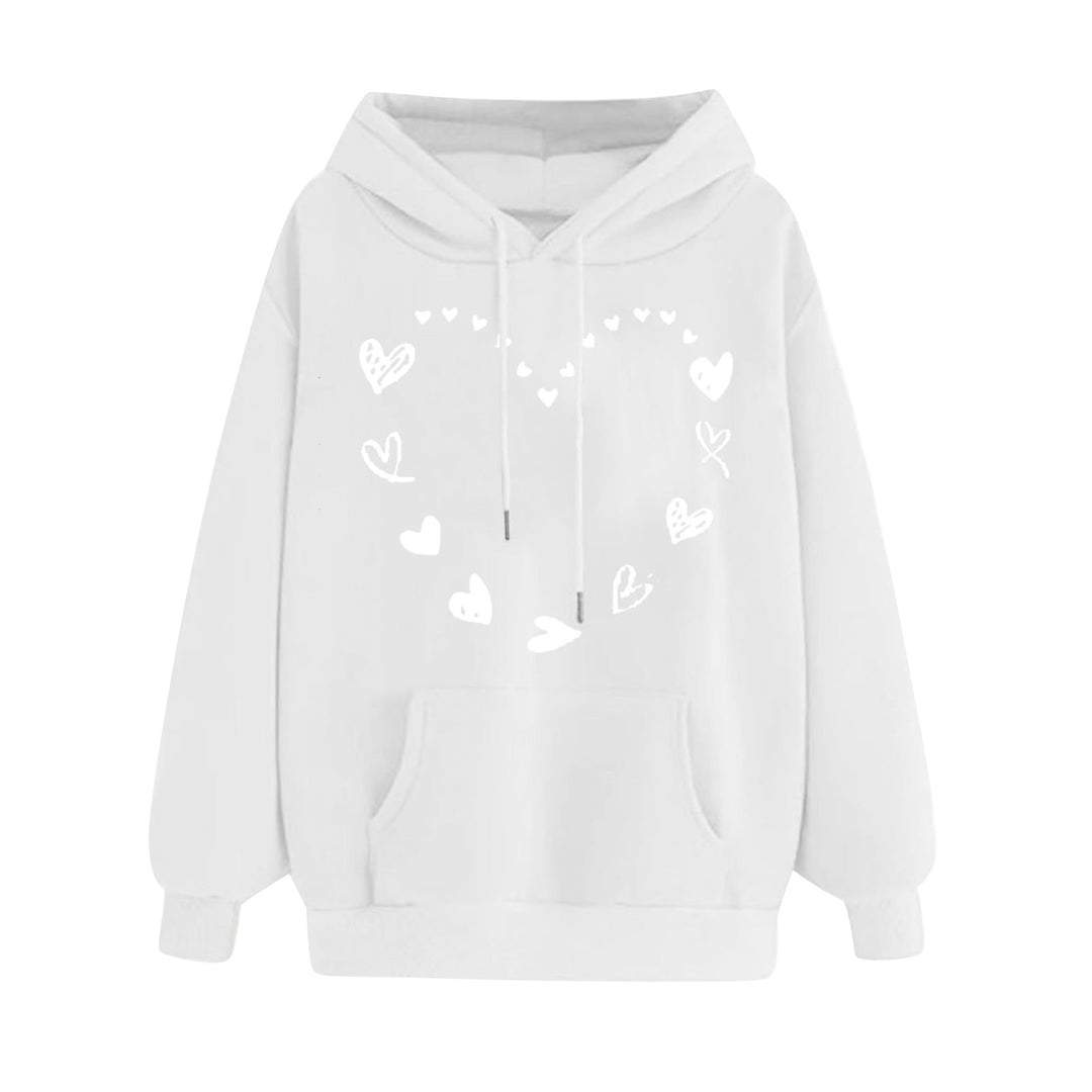 Damen Kapuzensweater mit verspieltem Herzmotiv und bequemer Kängurutasche EB
