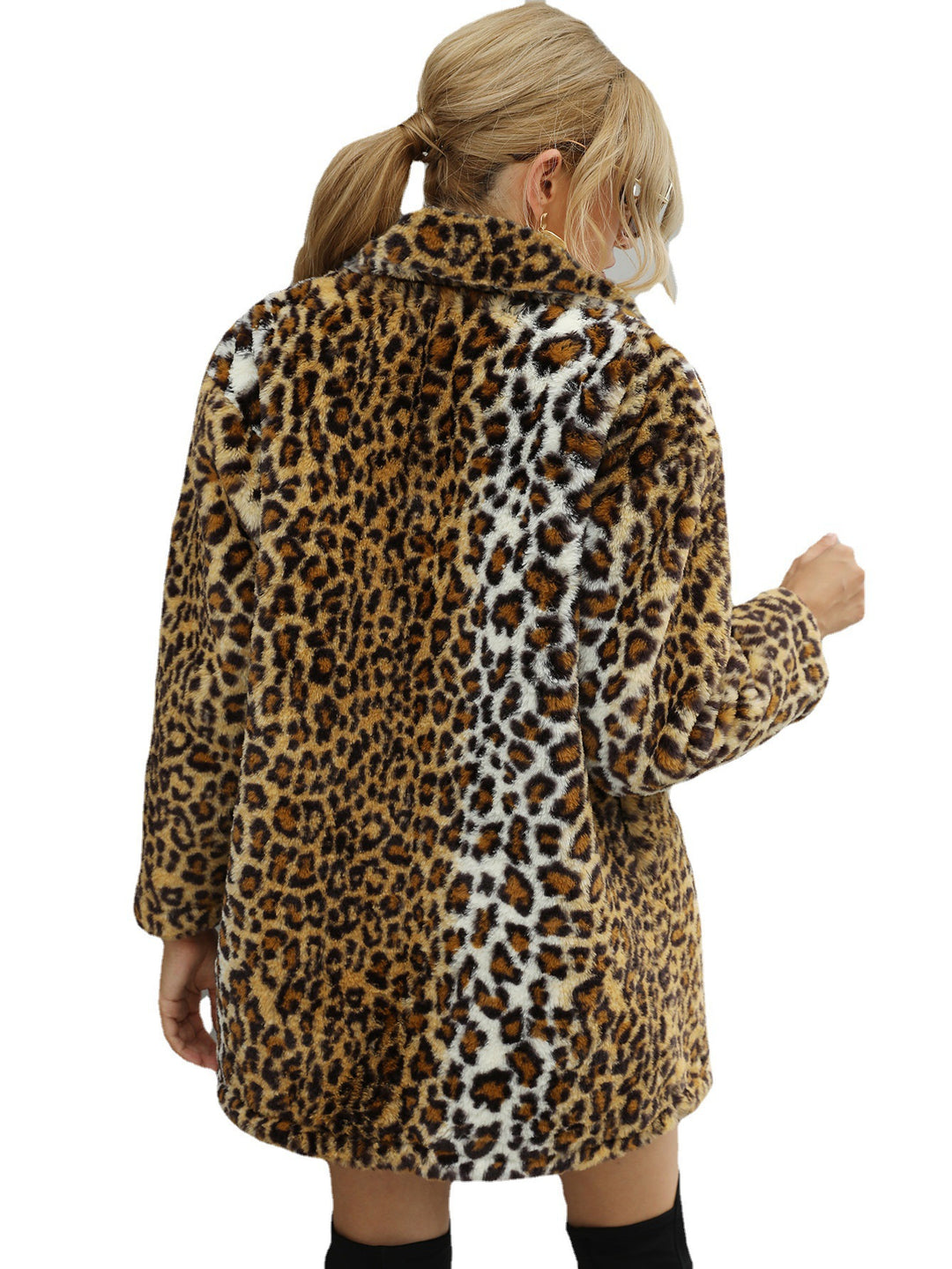 Damen Kunstfelljacke mit luxuriösem Leopardenmuster und modernem Schnitt EB
