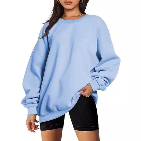 Damen nan Oversize-Sweater mit tiefem Schulterfall und gerippten Bündchen EB