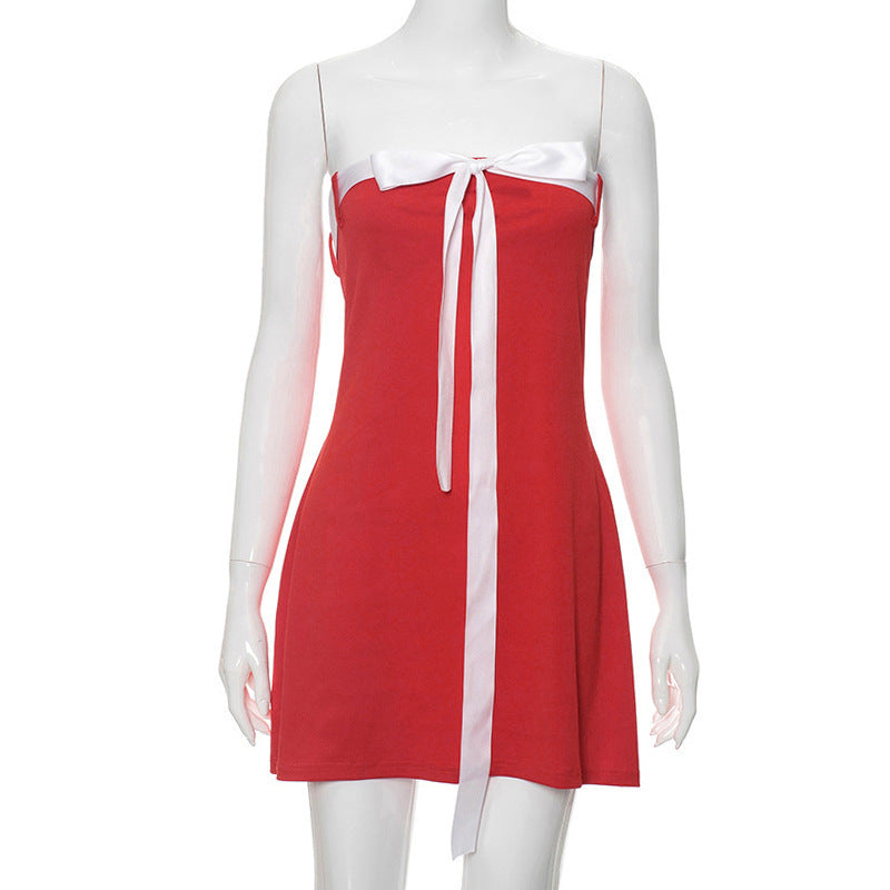 Damen Bandeau-Kleid mit dekorativem Schleifenelement und figurbetontem Schnitt EB
