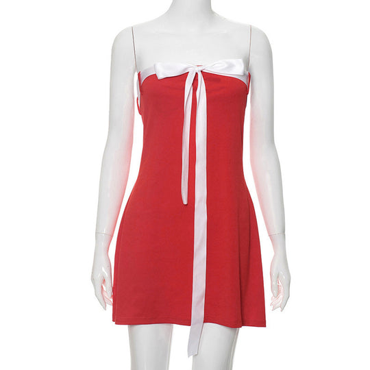 Damen Bandeau-Kleid mit dekorativem Schleifenelement und figurbetontem Schnitt EB