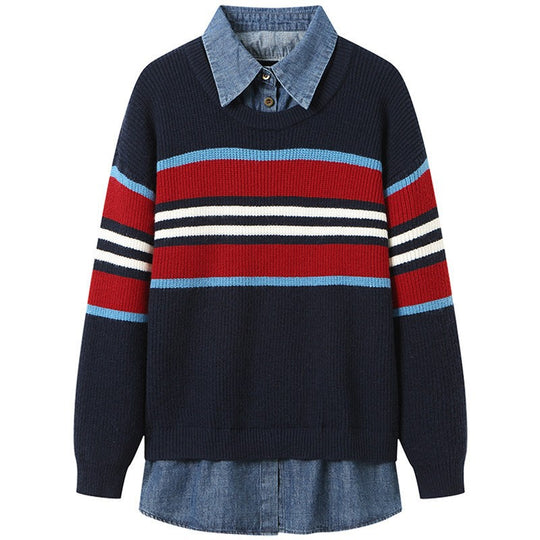 Damen gestreifter Strickpullover mit lässigem Schnitt und angenehmem Tragegefühl EB