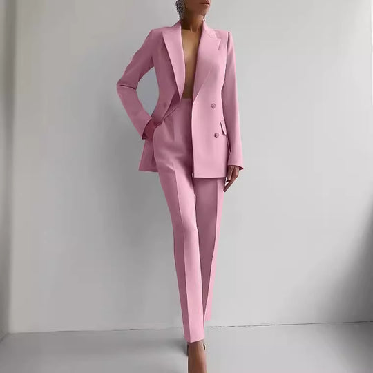Damen elegante zweireihige Blazer mit maßgeschneiderter Hose EB