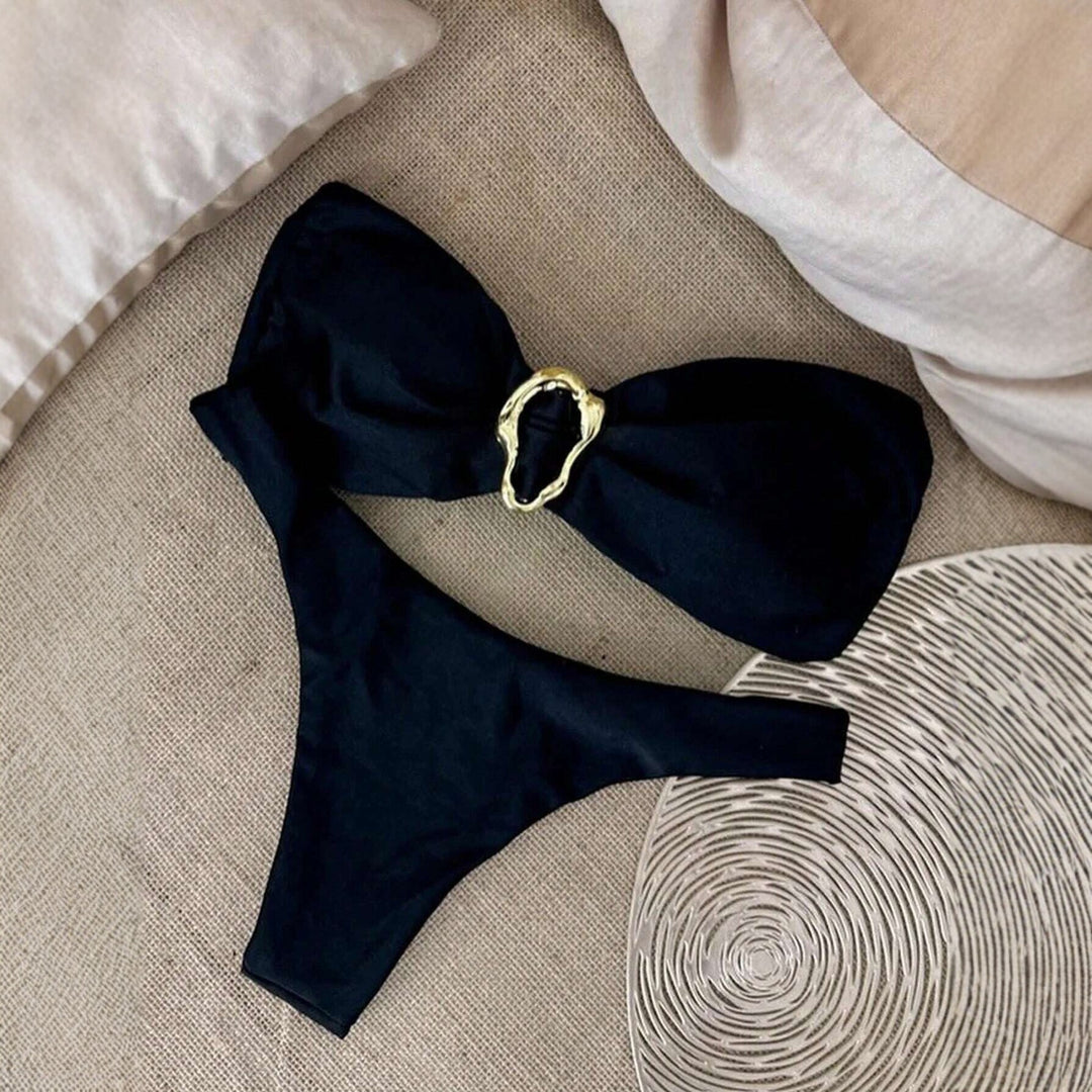 Damen Bikini-Set mit elegantem Bandeau-Oberteil und modischem Hosenumfang EB