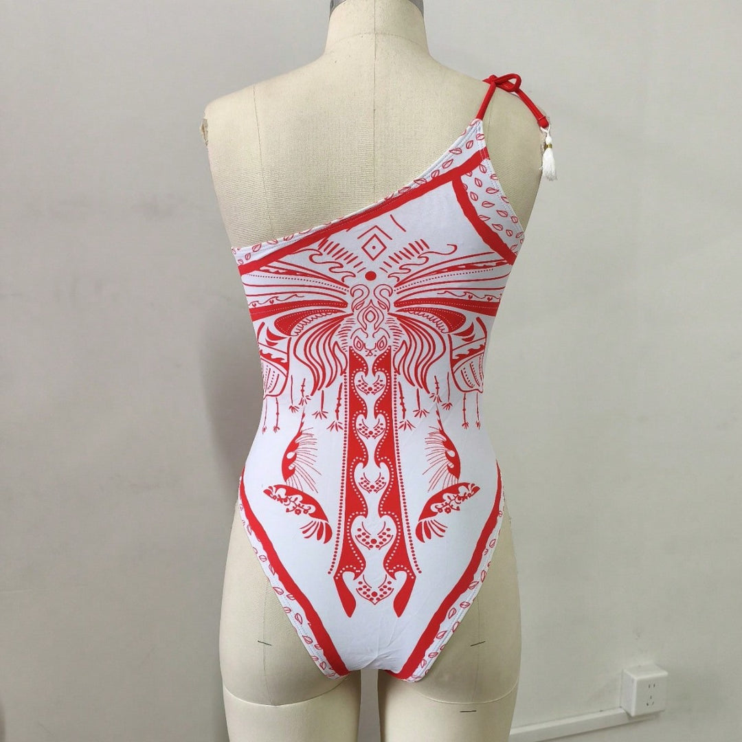 Damen Einseitiger Badeanzug mit verspieltem Design EB