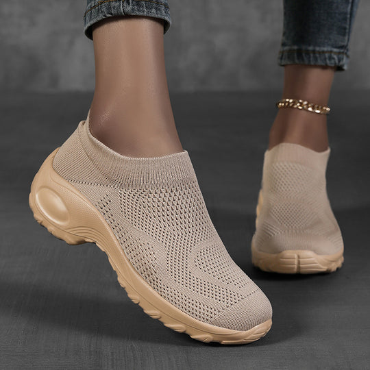 Damen Sportliche Slip-On Laufschuhe mit elastischem Gewebe und dämpfender Sohle EB