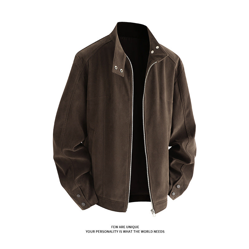 Herren Freizeitjacke aus weichem Kunstleder mit praktischem Kragen und Reißverschluss EB