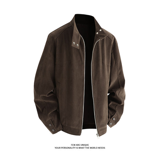 Herren Freizeitjacke aus weichem Kunstleder mit praktischem Kragen und Reißverschluss EB