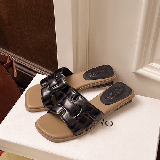 Damen Elegante Slide-Sandalen mit modischen Glanzapplikationen EB