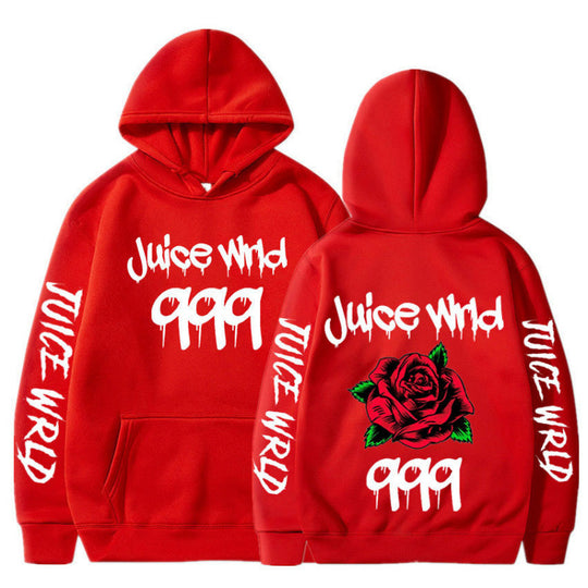 Damen Kapuzenpullover mit auffälligem Grafikdesign und romantischem Rosenmotiv EB
