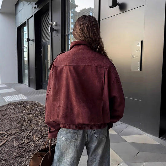 Damen modische Steppjacke mit hohem Kragen und seitlichen Taschen EB
