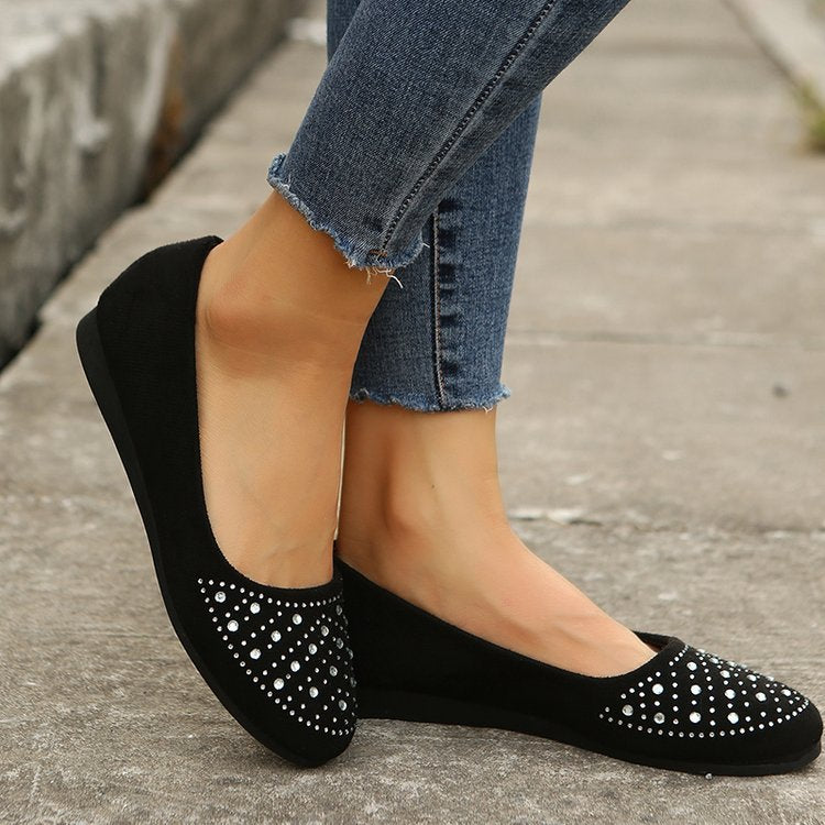 Damen Elegante Ballerinas mit Funkelndem Strass-Detail und Komfortabler Sohle EB