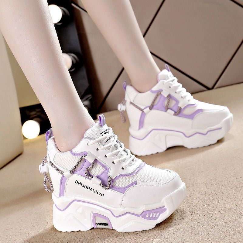Damen Hochwertige Plateau-Sneaker mit atmungsaktivem Mesh-Obermaterial EB
