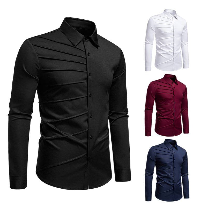 Herren Modisches Langarmhemd mit strukturiertem Design EB