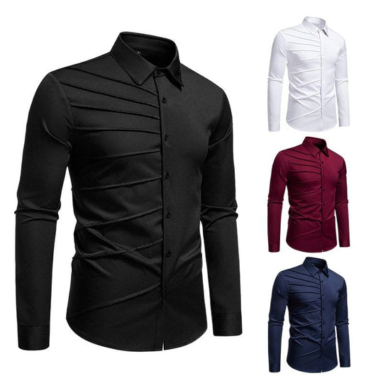 Herren Modisches Langarmhemd mit strukturiertem Design EB
