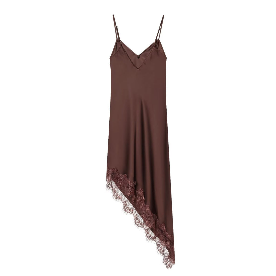 Damen Satin Nachthemd mit elegantem Spitzenbesatz EB