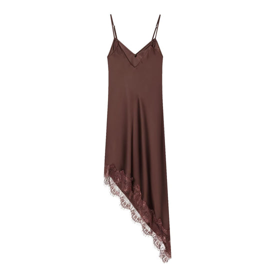 Damen Satin Nachthemd mit elegantem Spitzenbesatz EB