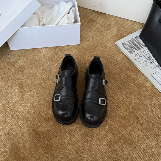 Damen elegante Schnürschuhe mit modischem Schnallenverschluss EB