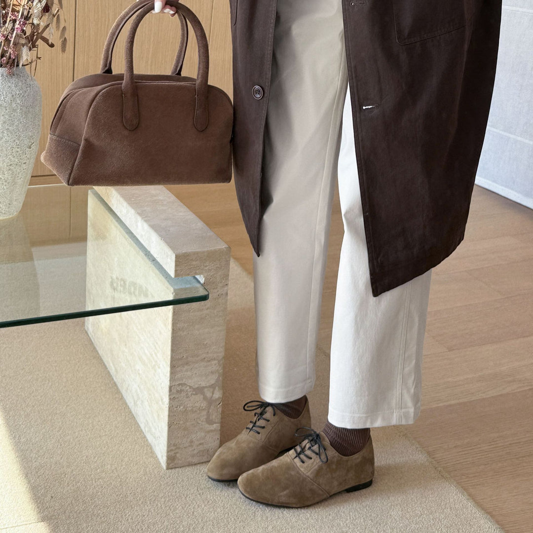 Damen Mokassins aus hochwertigem Wildleder mit elegantem Schnürdesign EB