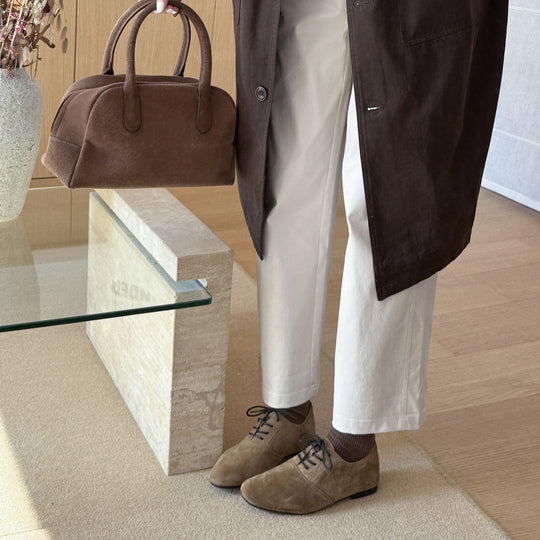 Damen Mokassins aus hochwertigem Wildleder mit elegantem Schnürdesign EB