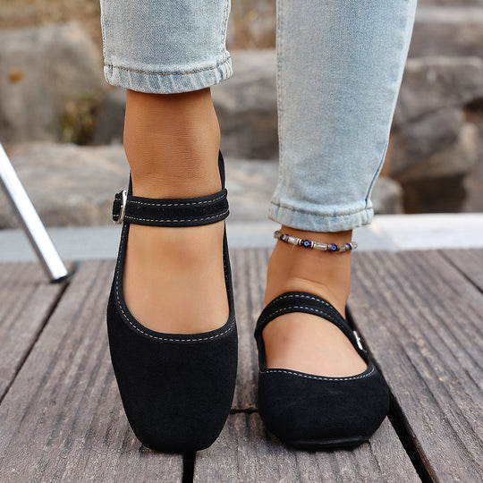 Damen Bequeme Ballerinas mit verstellbarem Riemchen EB