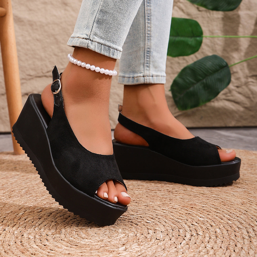 Damen Plateau-Sandalen mit offenem Zehenbereich und praktischem Klettverschluss EB
