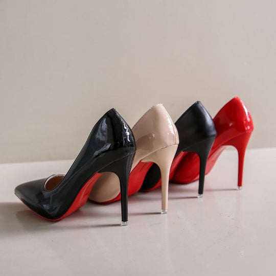 Damen elegante Stiletto-Pumps mit glänzender Lackoberfläche EB