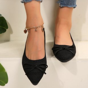 Damen Stilvolle und komfortable Ballerinas mit großem Schleifendetail EB