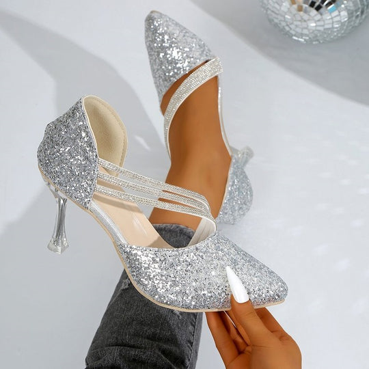 Damen Glamouröse Stiletto-Pumps mit funkelndem Strassdesign EB