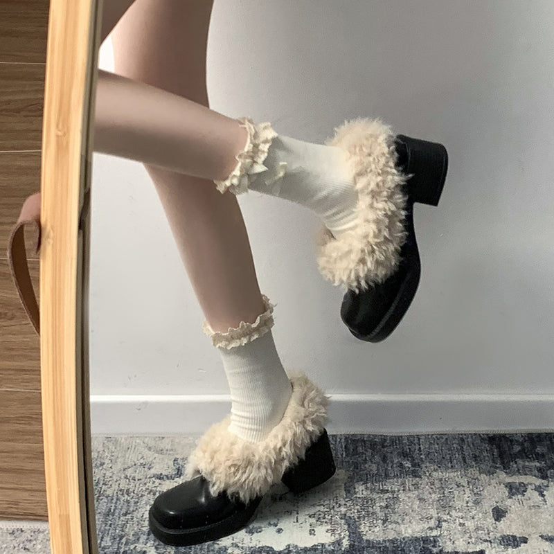 Damen Flauschige Hausschuhe mit kuscheligem Innenfutter EB
