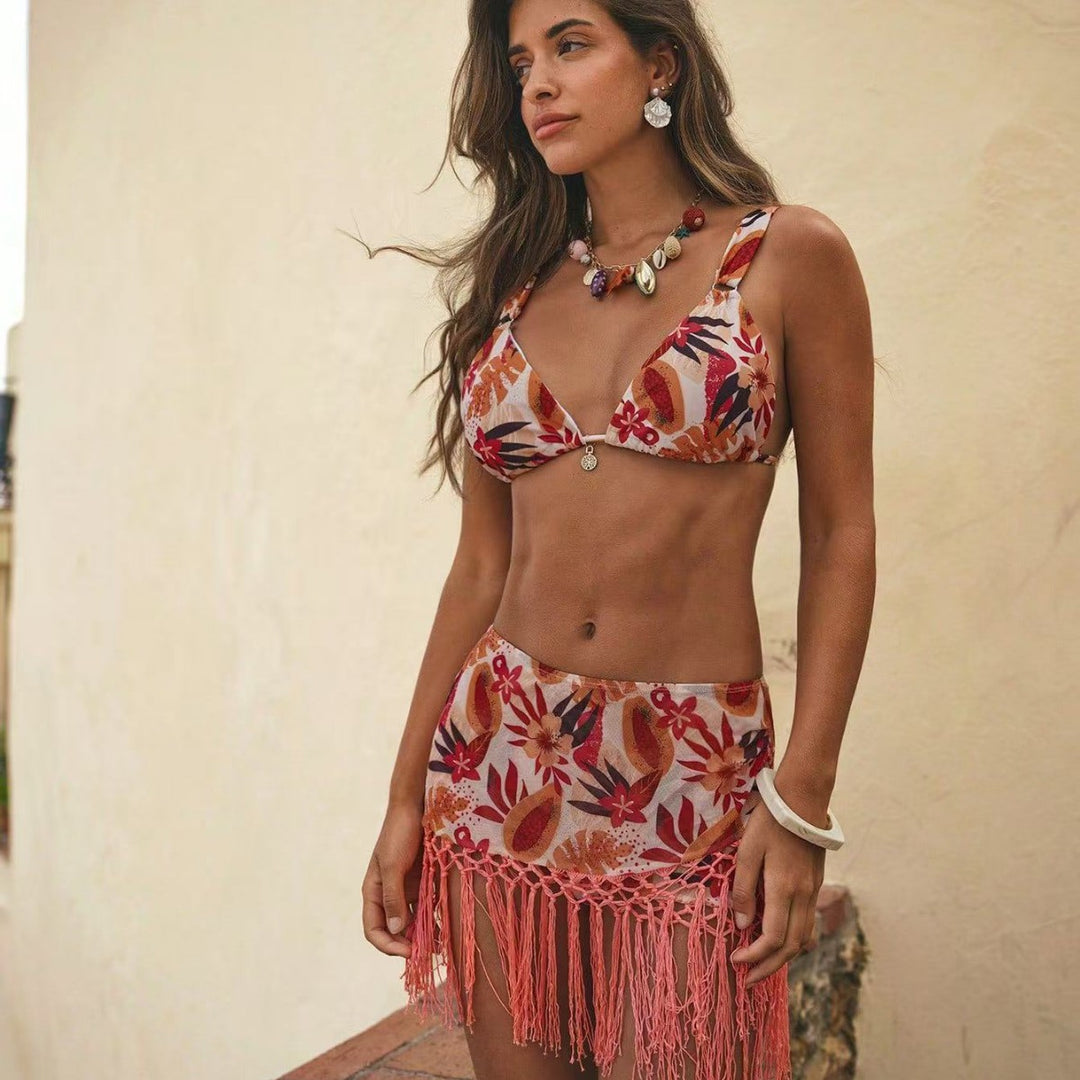 Damen Raffiniertes Bikini-Set mit Fransen EB