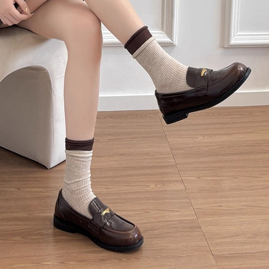 Damen Elegante Mokassins mit goldener Schnalle und bequemer Innensohle EB