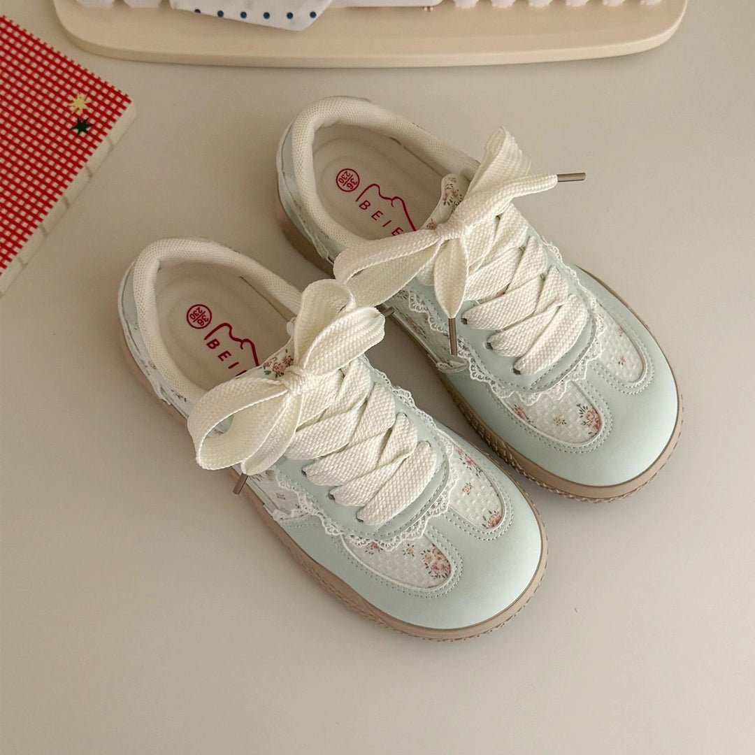 Damen Sneakers mit elegantem Blumendruck und Softeinsätzen EB