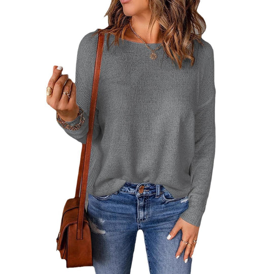 Damen lässiger Strickpullover mit weitem Schnitt und eleganten Details EB