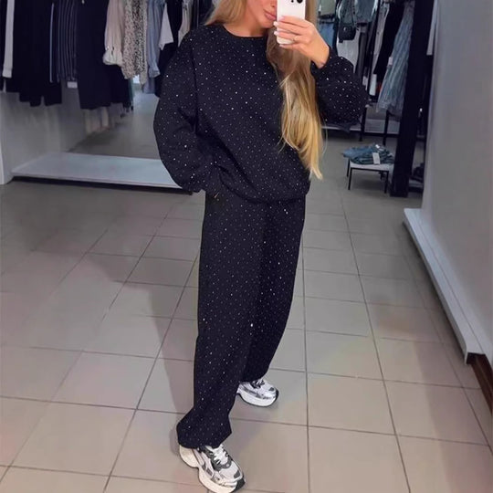 Damen Sportliches Lounge-Set mit gepunktetem Muster und elastischem Bund EB