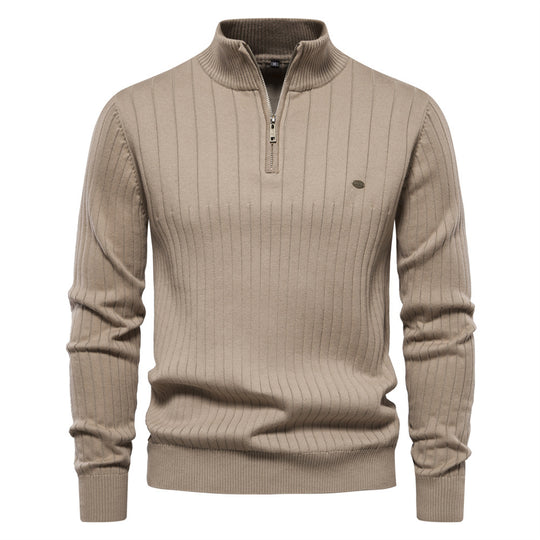 Herren Pullover mit halbem Reißverschluss und Rippstruktur EB