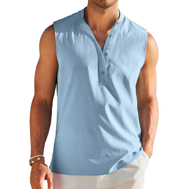 Herren Ärmelloses Henley-Shirt aus atmungsaktivem und leichtem Material EB