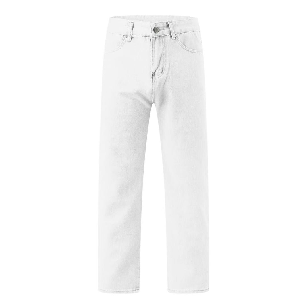 Damen gerade geschnittene Jeanshose mit hohem Bund und klassischen Details EB