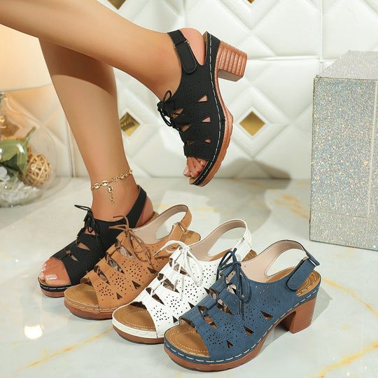 Damen Komfortable und luftige Sandalen mit verspieltem Schnür-Design EB