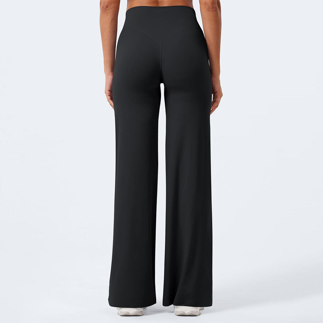 Damen nan hochgeschnittene formende Loungehose mit weitem Schlag und nahtlosem Komfortbund EB