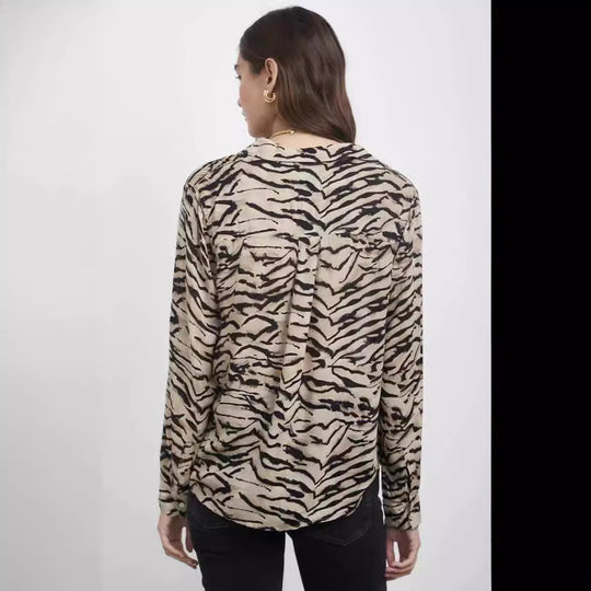 Damen Bluse mit auffälligem Tiermotiv und lockerer Passform EB