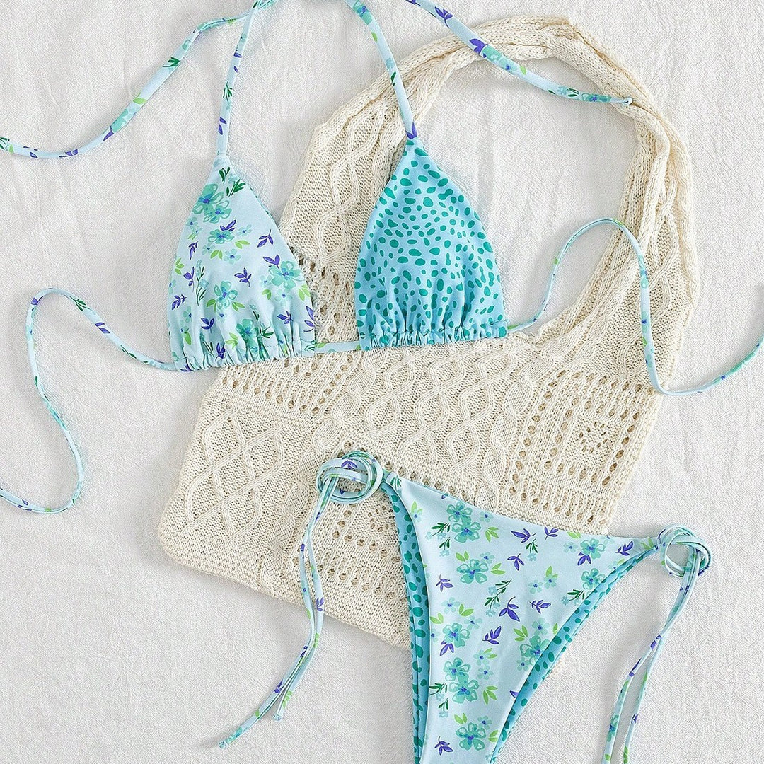Damen Triangel-Bikini-Set mit hübschen Blumenmustern EB
