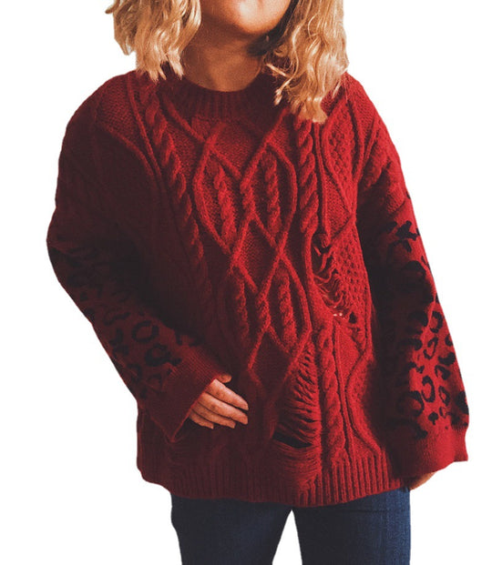Damen lässiger Strickpullover mit modernem Muster und einzigartigen Details EB