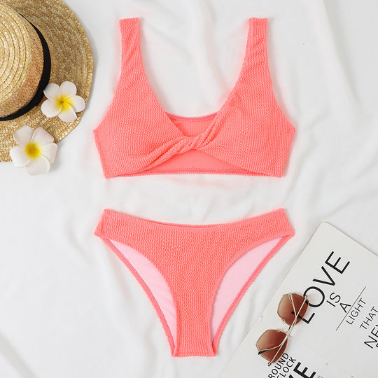 Damen Bikini-Set mit Twist-Design und hohem Taillenbund EB